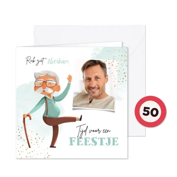 Uitnodigingskaart abraham 50 jaar grappig foto
